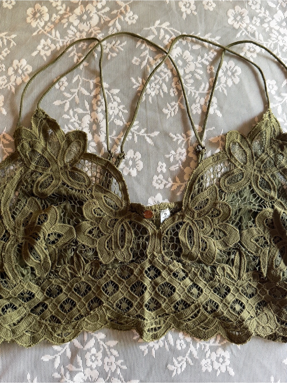 Free People Olive Lace Bralette